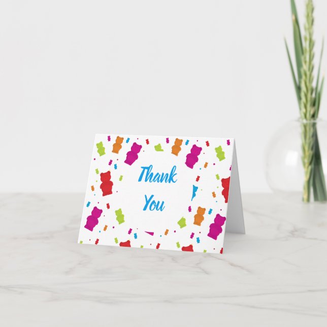 Scattered Multicolor Gummy Bears thank you card (Front)