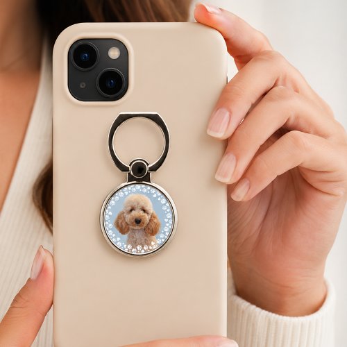 Scattered Paw Print Custom Pet Photo Frame Phone Ring Stand