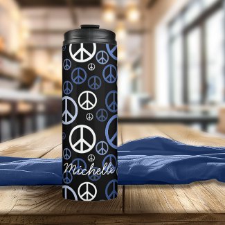 Scattered Peace Signs Blue ID1075