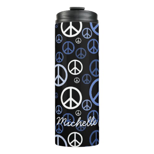 Scattered Peace Signs Blue SPST Thermal Tumbler
