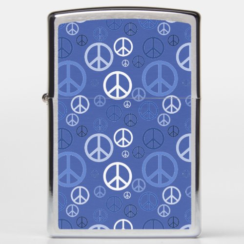 Scattered Peace Signs Blue SPST Zippo Lighter