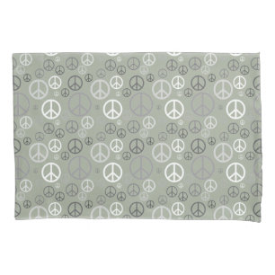 Scattered Peace Signs Grey SPST Pillowcase