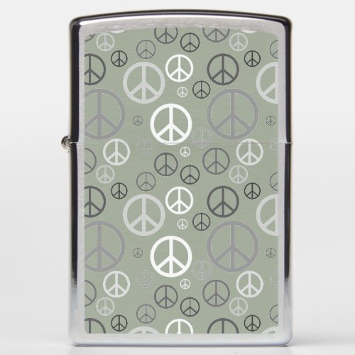 Scattered Peace Signs Grey SPST Zippo Lighter