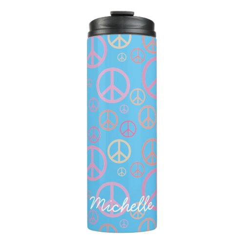 Scattered Peace Signs Pastels SPST Thermal Tumbler