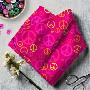 Scattered Peace Signs Pink ID1075 Fabric