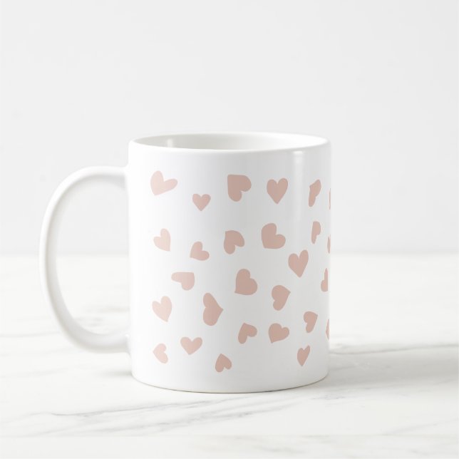 Scattered Peach Heart Doodles Mug (Left)