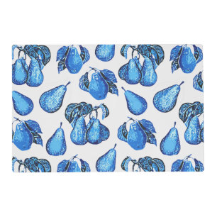 Scattered Pear Print in Indigo Blue and White Placemat