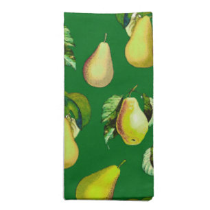 Scattered Pear Print on Emerald Green Cloth Napkin