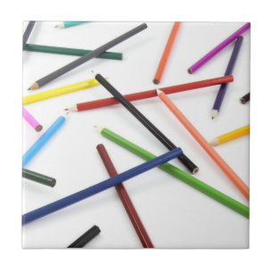 Scattered Pencils Ceramic Tile