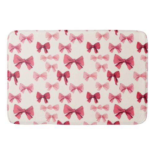 Scattered Pink Bows  Bath Mat