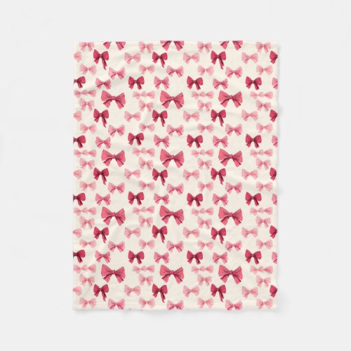 Scattered Pink Bows Fleece Blanket