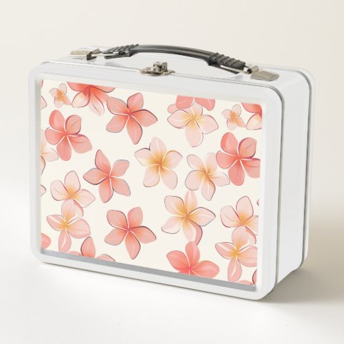 Scattered Pink Plumeria Metal Lunch Box