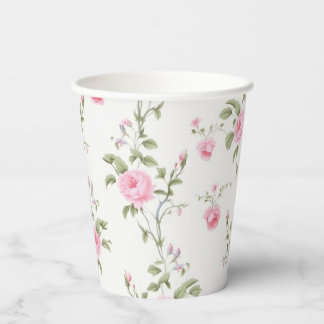 Scattered Pink Rose Vine Garden Party Paper Cups