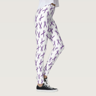 Scattered Purple Awareness Ribbons Pattern Leggings