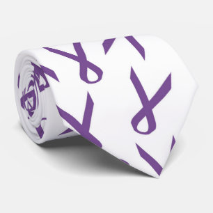 Scattered Purple Awareness Ribbons Pattern Neck Tie