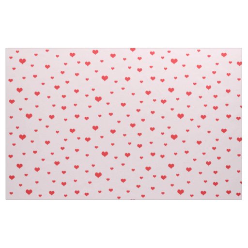 Scattered Red Hearts on Light Pink Color Fabric