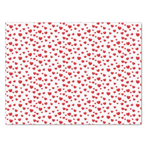 Scattered Red Hearts On White Tissue Paper