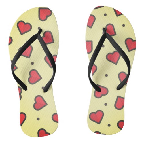 Scattered Red Hearts Summer Sandal Flip Flops 