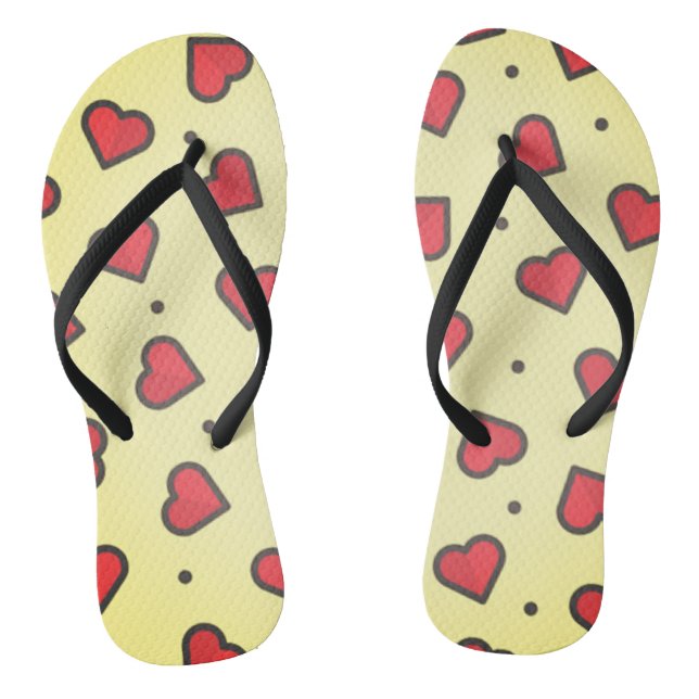 Scattered Red Hearts Summer Sandal Flip Flops  (Footbed)