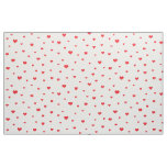 Scattered Red Hearts White Background Fabric