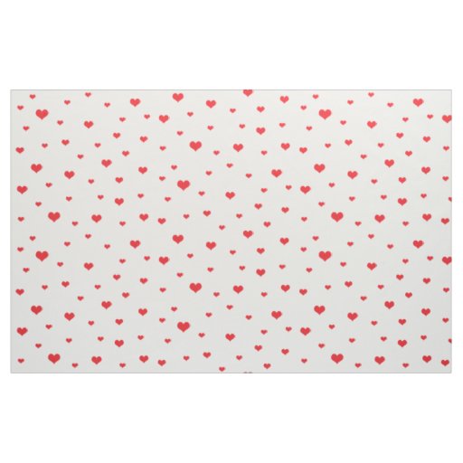 Scattered Red Hearts White Background Fabric