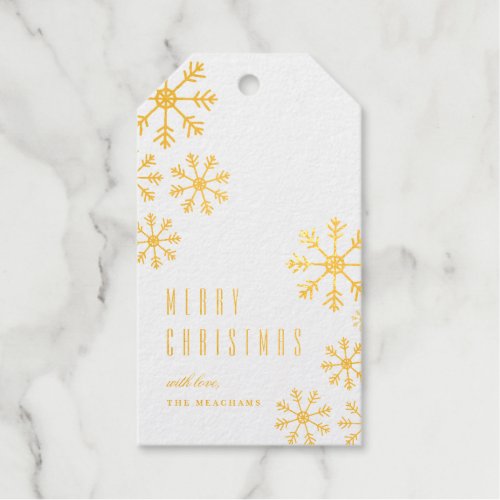 Scattered snow foil Christmas and holiday gift tag