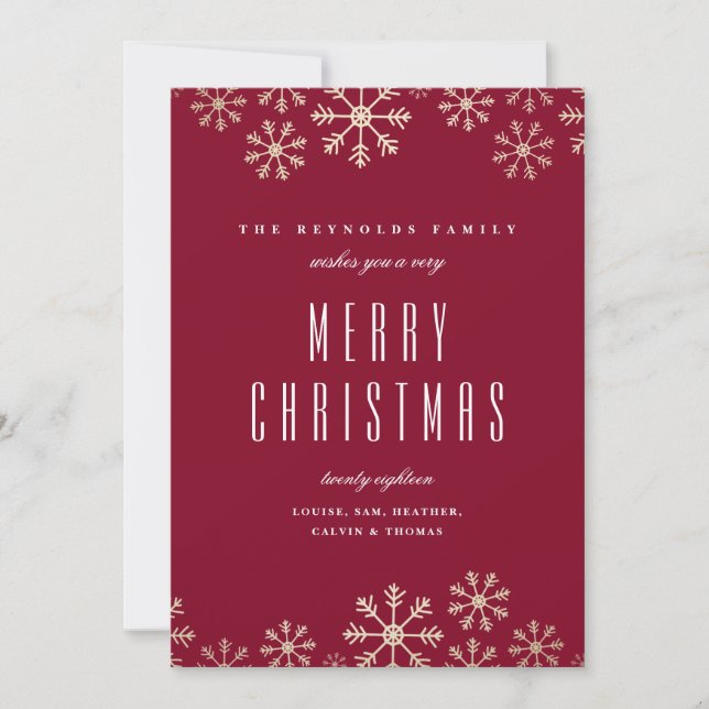 Scattered Snowflakes Family Holiday Card