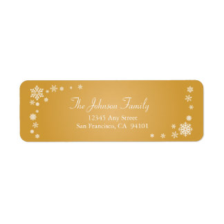 Scattered Snowflakes Holiday Address Labels (gold)
