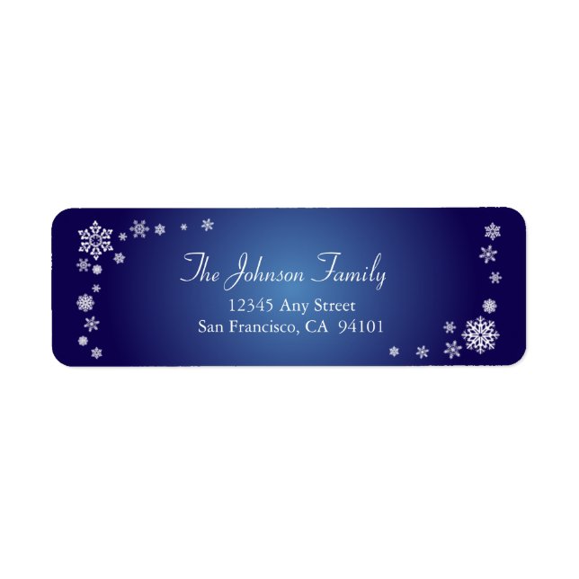 Scattered Snowflakes Holiday Labels (sapphire) (Front)