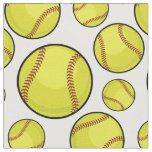 Scattered Softball Balls White Fabric