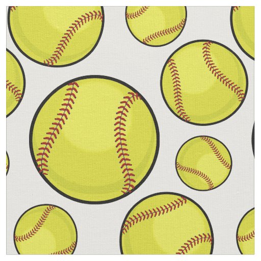 Scattered Softball Balls White Fabric Zazzle