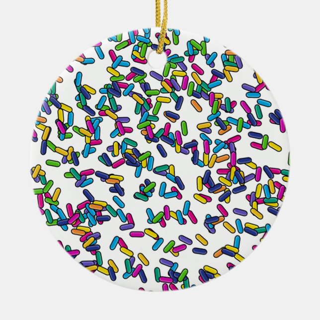 Scattered Sprinkles Pattern Ceramic Ornament (Front)