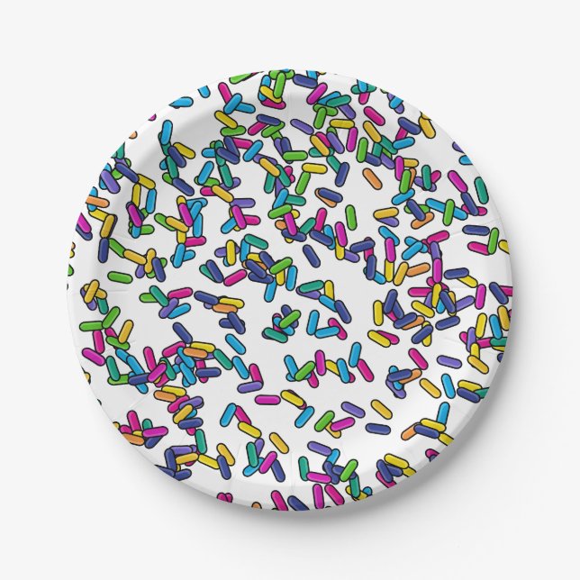 Scattered Sprinkles Pattern Paper Plates (Front)