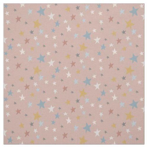 Scattered Stars Dusty Pink Gold Muted Baby Nursery Fabric