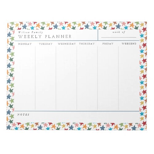 Scattered Stars Family Weekly Planner Notepad