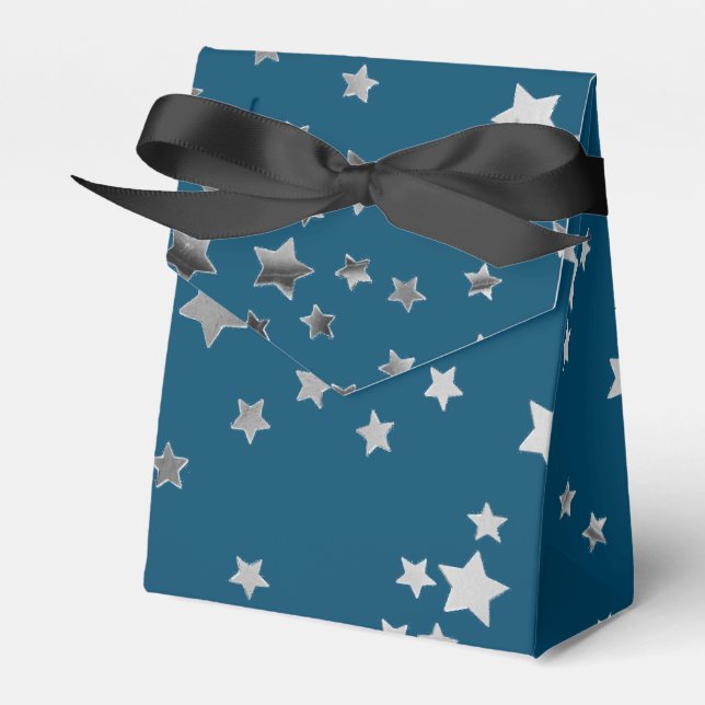 Scattered Stars on Blue Favor Boxes (Front Side)