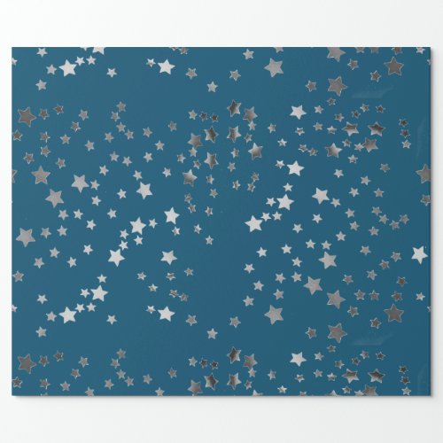 Scattered Stars on Blue Wrapping Paper