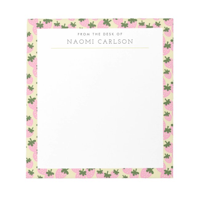 Scattered Strawberries (Cream) Custom Notepad (Front)