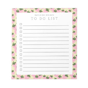 Scattered Strawberries (Cream) Custom To Do List Notepad