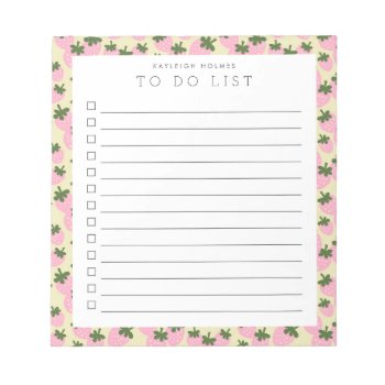 Scattered Strawberries (cream) Custom To Do List  Notepad by Low_Star_Studio at Zazzle