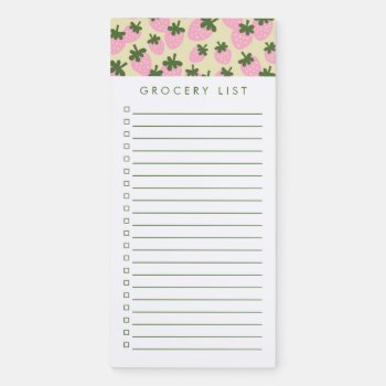 Scattered Strawberries (cream) Magnetic Notepad by Low_Star_Studio at Zazzle