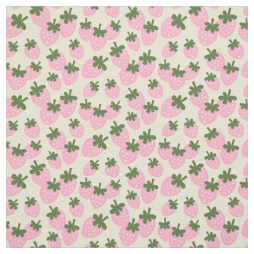 Scattered Strawberries on Cream  Fabric