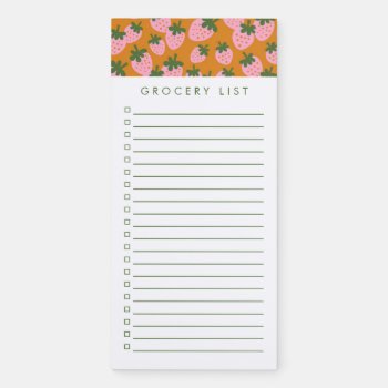 Scattered Strawberries (orange) Magnetic Notepad by Low_Star_Studio at Zazzle