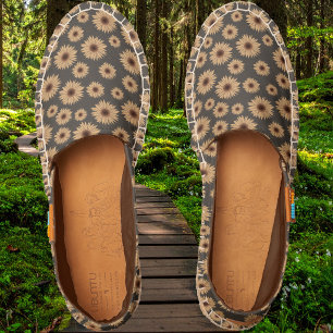 Scattered Sunflowers on a dark background Espadrilles