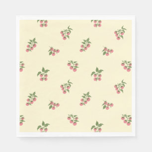 Scattered Tomato Branch Botanical Picnic Pink Napkins