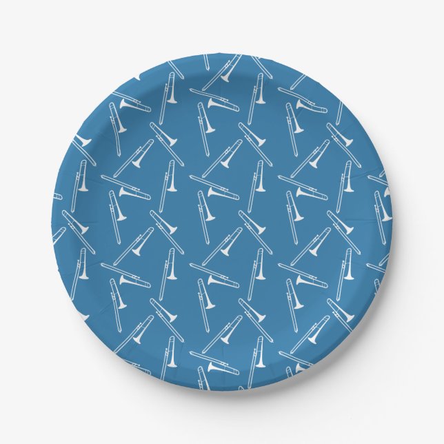 Scattered Trombones Paper Plates (Front)