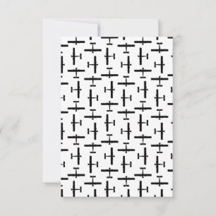 Scattered Vintage Airplane Art CUSTOM BG COLOR Thank You Card