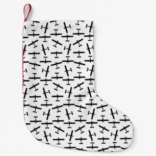 Scattered Vintage Airplanes CUSTOM BG COLOR Small Christmas Stocking