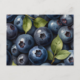 Scattered Watercolor Blueberries Pattern Postcard