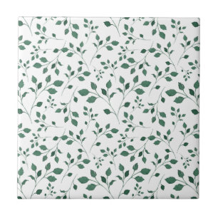 Scattered Watercolor Floral Seamless Pattern Ceramic Tile